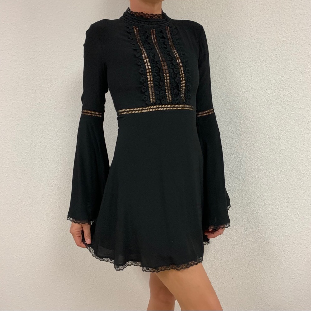 For Love and Lemons Black peep crochet dress.